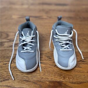 Jordan Baby Boy's 12 Retro (Infant/Toddler) Gray and White Sneakers
